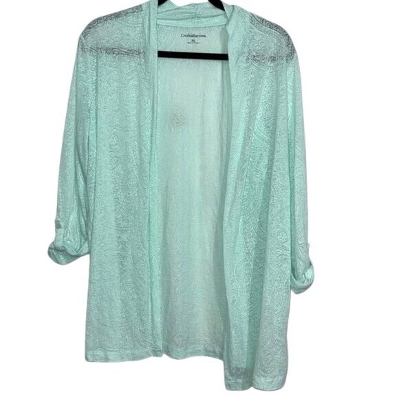 Croft & Barrow XL Mint Green Paisley Cardigan - Picture 1 of 6